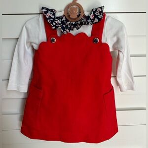 Jacadi Baby Girl Red Dress Set (with tights) 12M 74cm